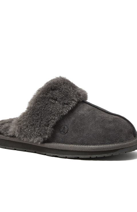 Suede Furry Lined Indoor Outdoor Slippers
