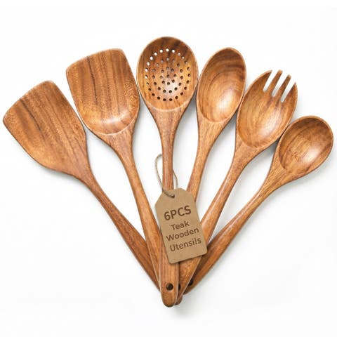 Premium Natural Teak Wood Kitchen Utensil Set