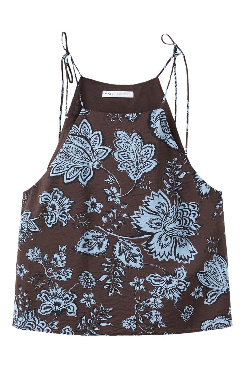 Floral Tie Strap Top, Alternate, color, BROWN