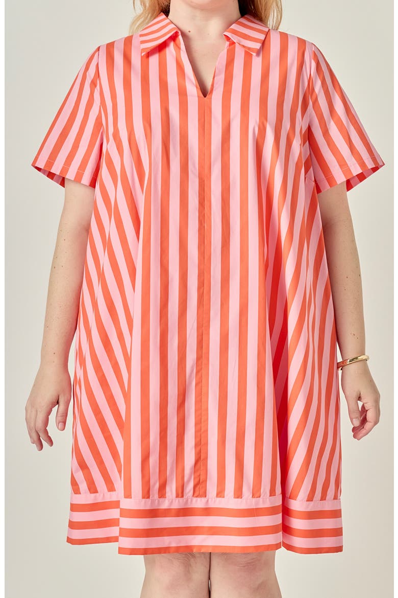 Striped Jacquard Shirt Dress, Alternate, color, PINK/ ORANGE