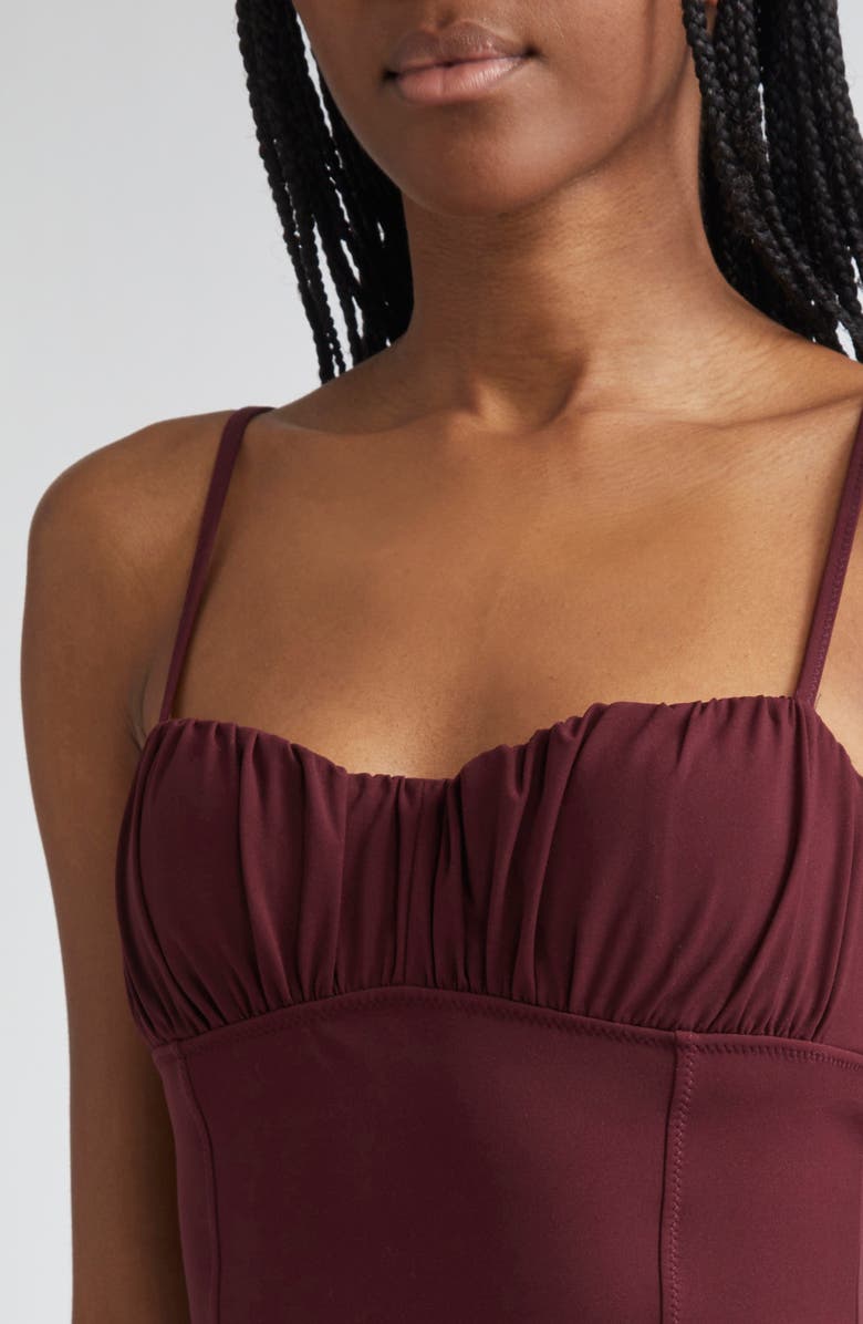 Ulla Johnson Dalila Ruched One-Piece Swimsuit, Alternate, color, Cassis