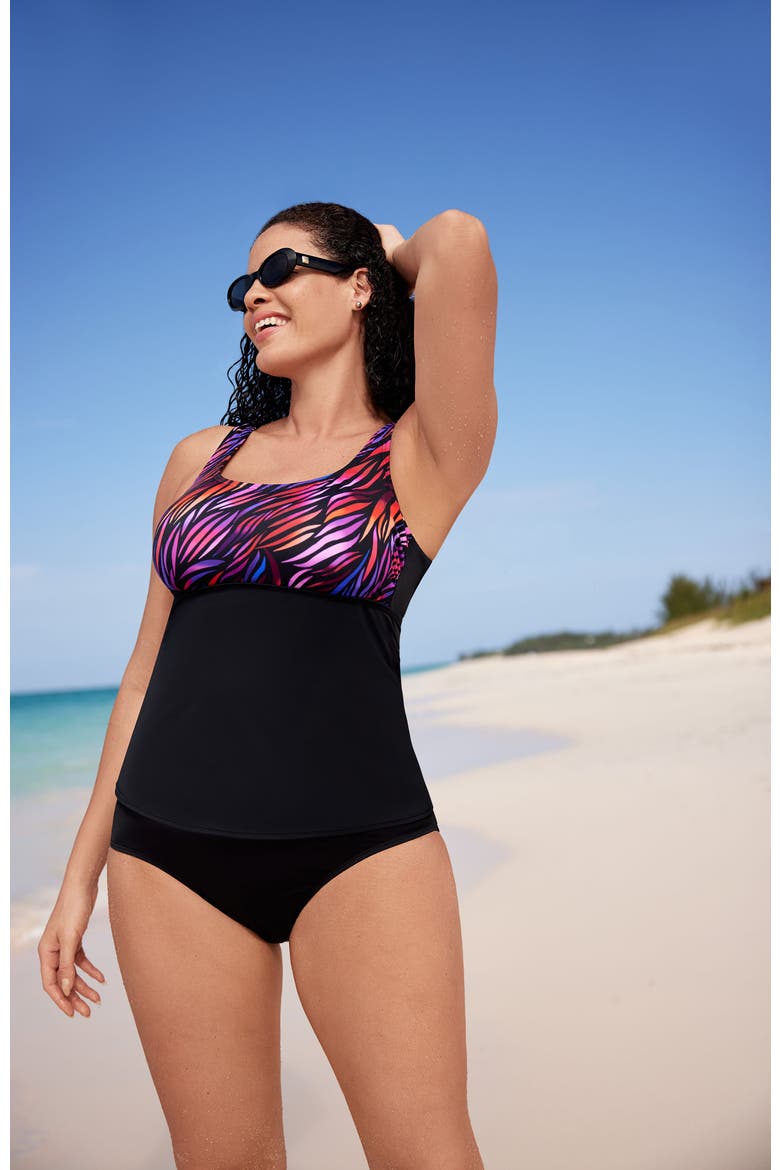 Scoopneck Chlorine Resistant Tankini Swimsuit Top, Alternate, color, Pink Glazed Skin