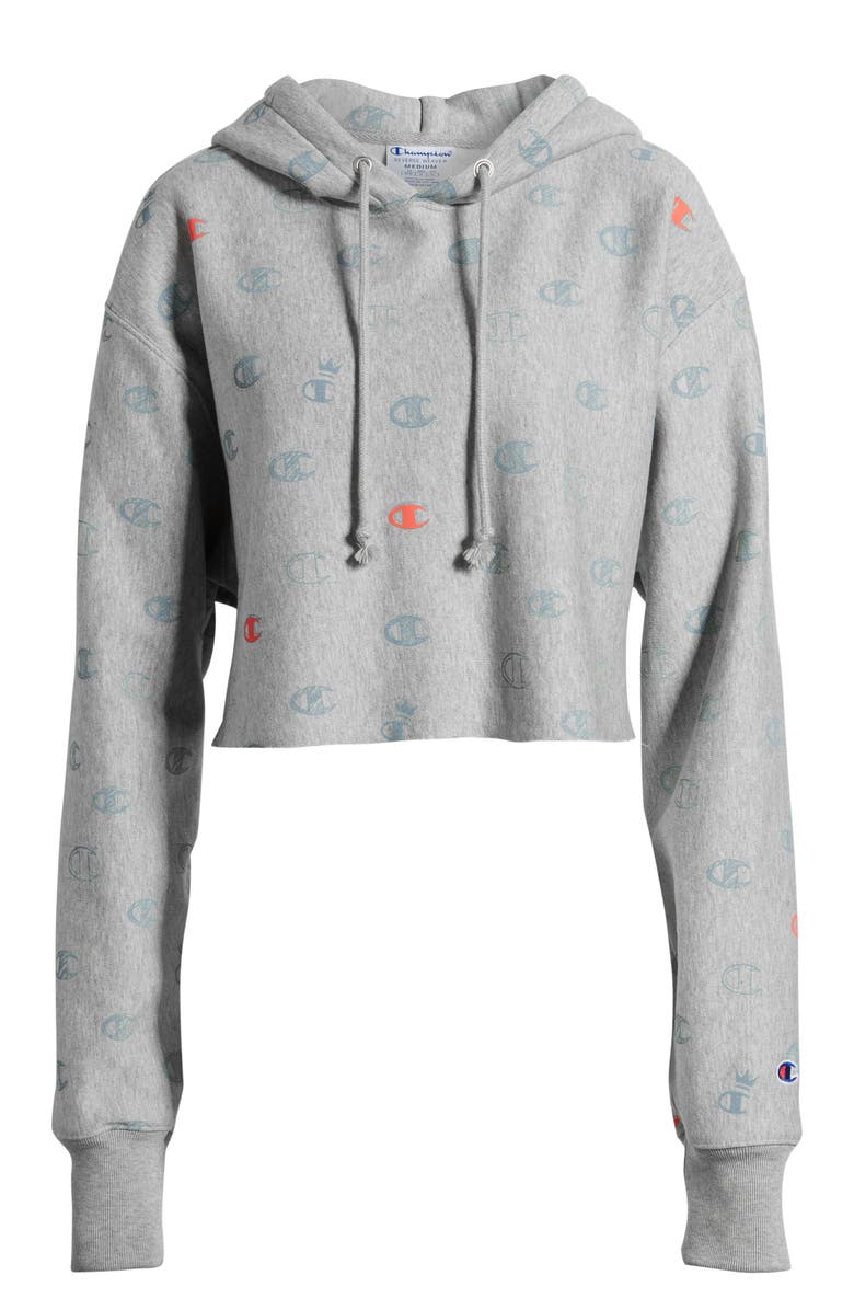 Champion Logo Print Reverse Weave<sup>®</sup> Crop Hoodie, Alternate, color,