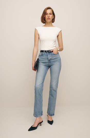 REFORMATION top Cynthia High Waist Relaxed Jeans size 27 NWT White Approximate meas