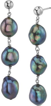 The Pearl Source Black Freshwater Pearl Becca Earrings