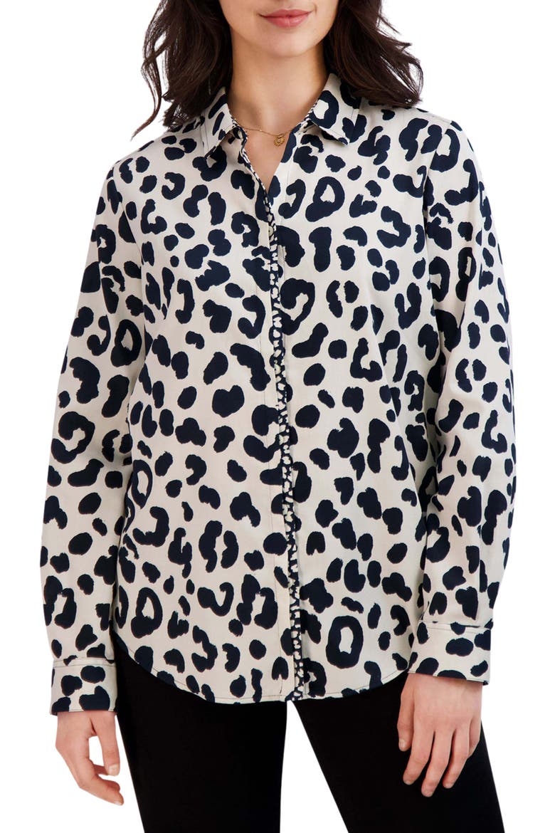 Cheetah Print Shirt, Main, color, BLACK/ IVORY