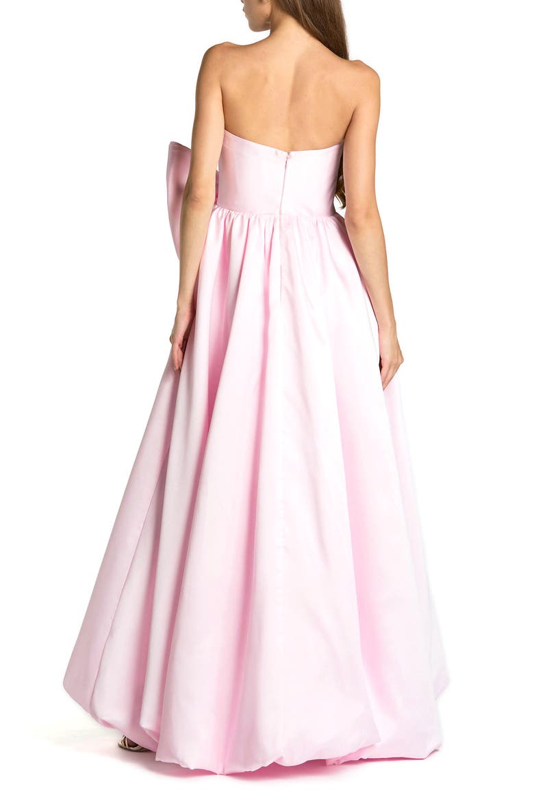 Mikado Strapless Bubble Hem Ballgown With Bow, Alternate, color, Ice Pink