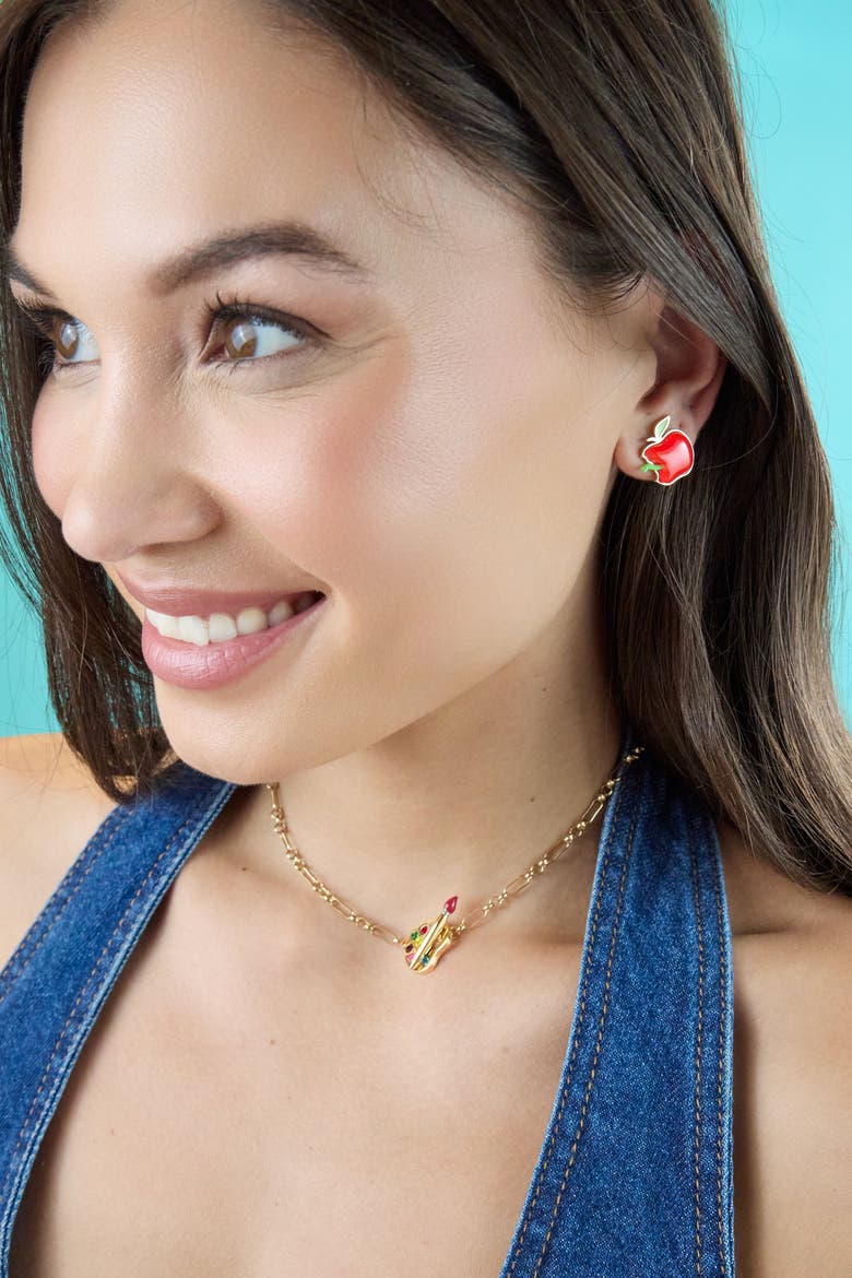 Apple Stud Earrings, Alternate, color, Gold