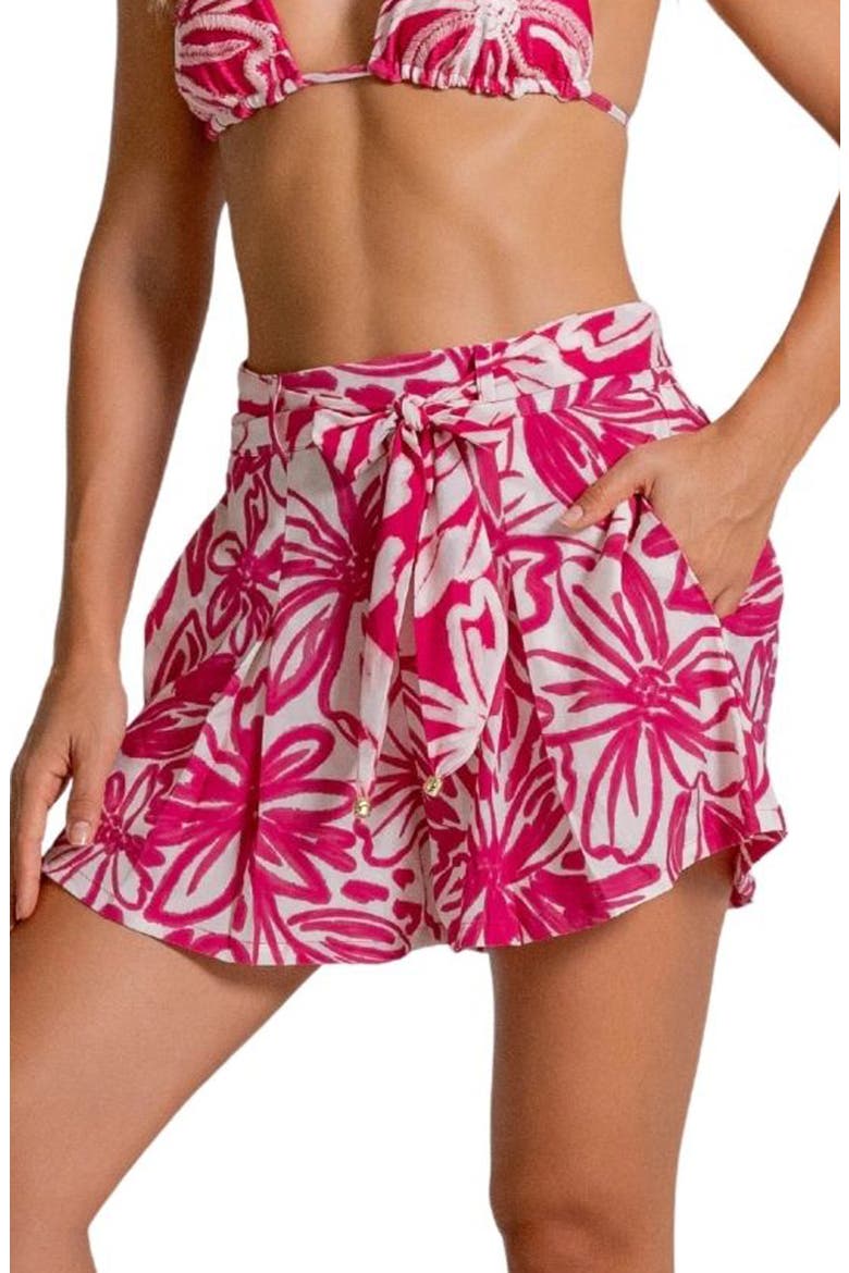 Relaxed Fit Cover-Up Shorts, Main, color, RASPBERRY