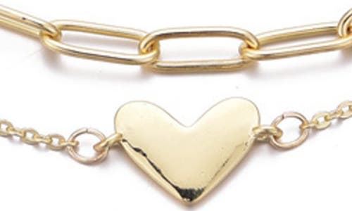 Adornia Heart Charm Set Of 2 Chain Bracelets In Gold
