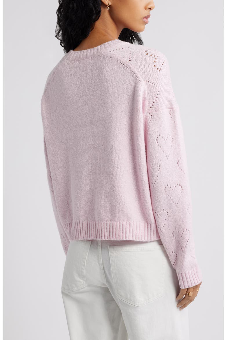 Pointelle Heart Cotton Blend Sweater, Alternate, color, PINK SODA