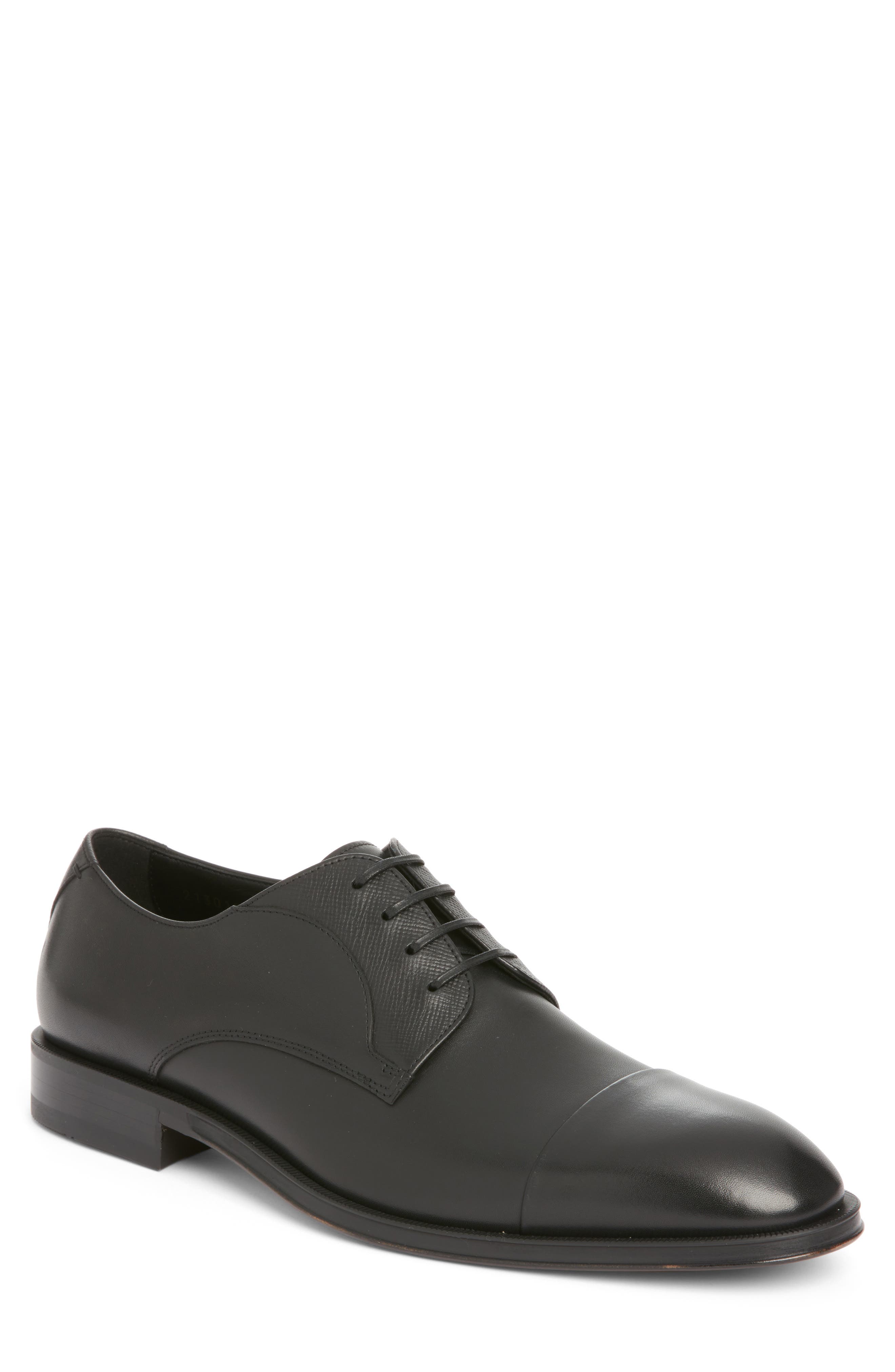 BOSS Derrek Cap Toe Derby, Main, color, Black