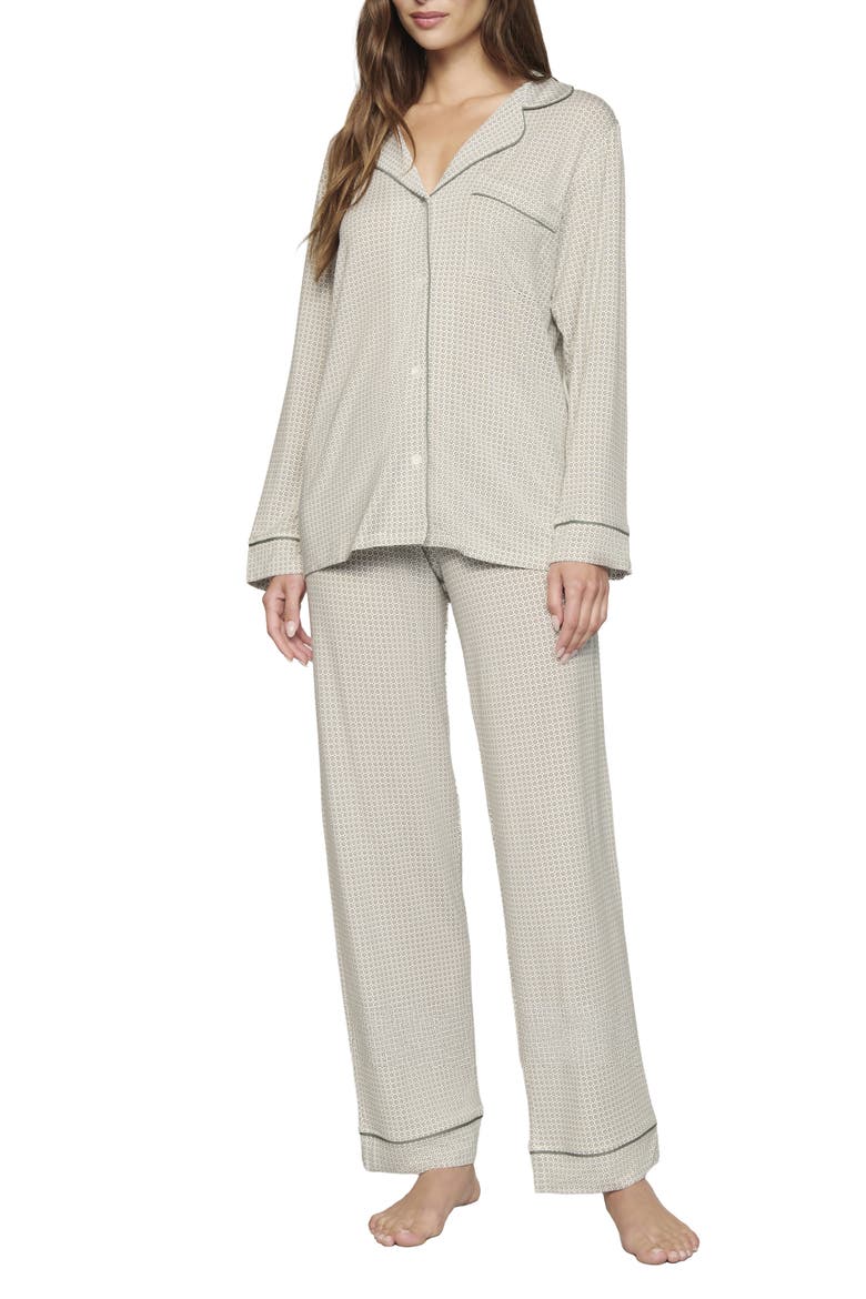 Gisele Printed Long Pajamas, Main, color, GEO MOD DESERT SAGE/
