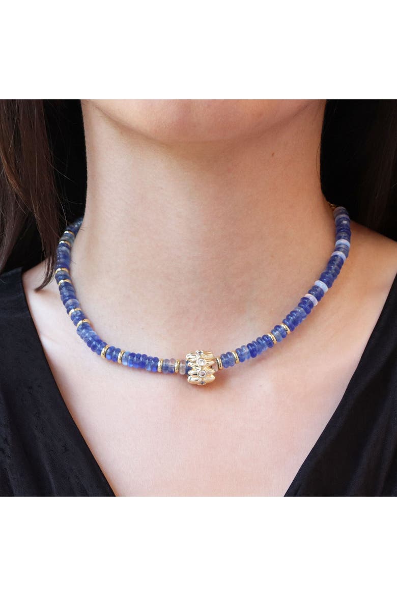 Blue Bead Rondel Necklace, Alternate, color, Blue