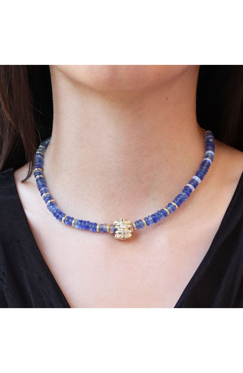 The Lovery Fine Jewelry Blue Bead Rondel Necklace, Alternate, color, Blue