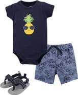 Hudson Baby Cotton Bodysuit, Shorts And Shoe Set