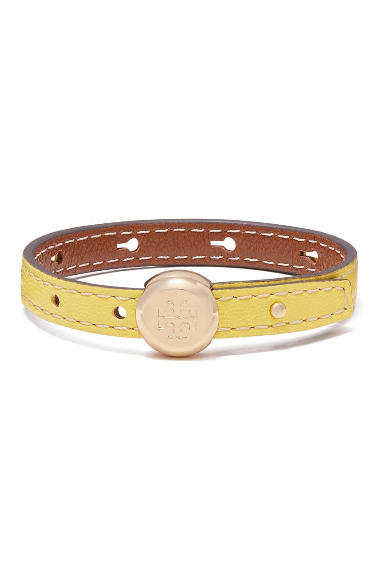 Romy Leather Bracelet, Main, color, LIGHT BRASS / CALENDULA