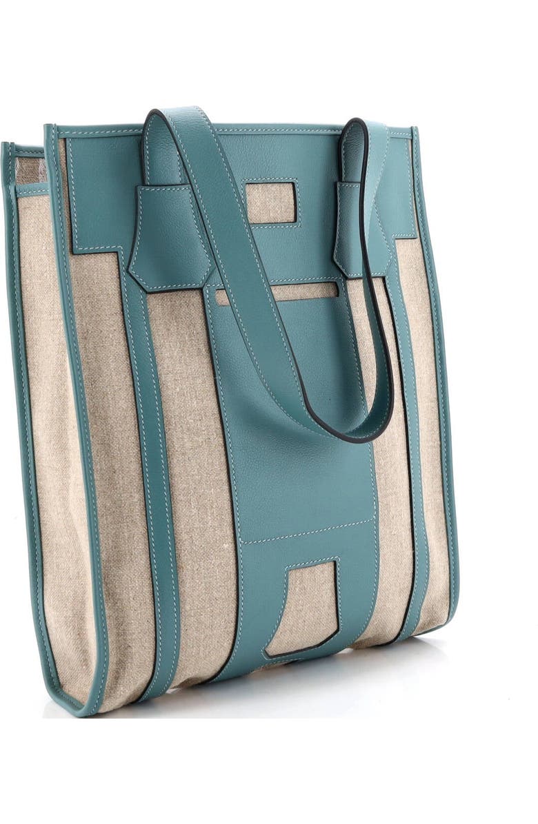 Pre-Owned Hermes Petit H Bell Tote Toile and Leather PM, Alternate, color, Blue