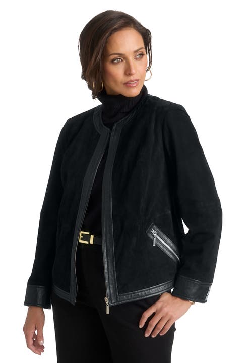 Jessica London Suede Lady Jacket In Black