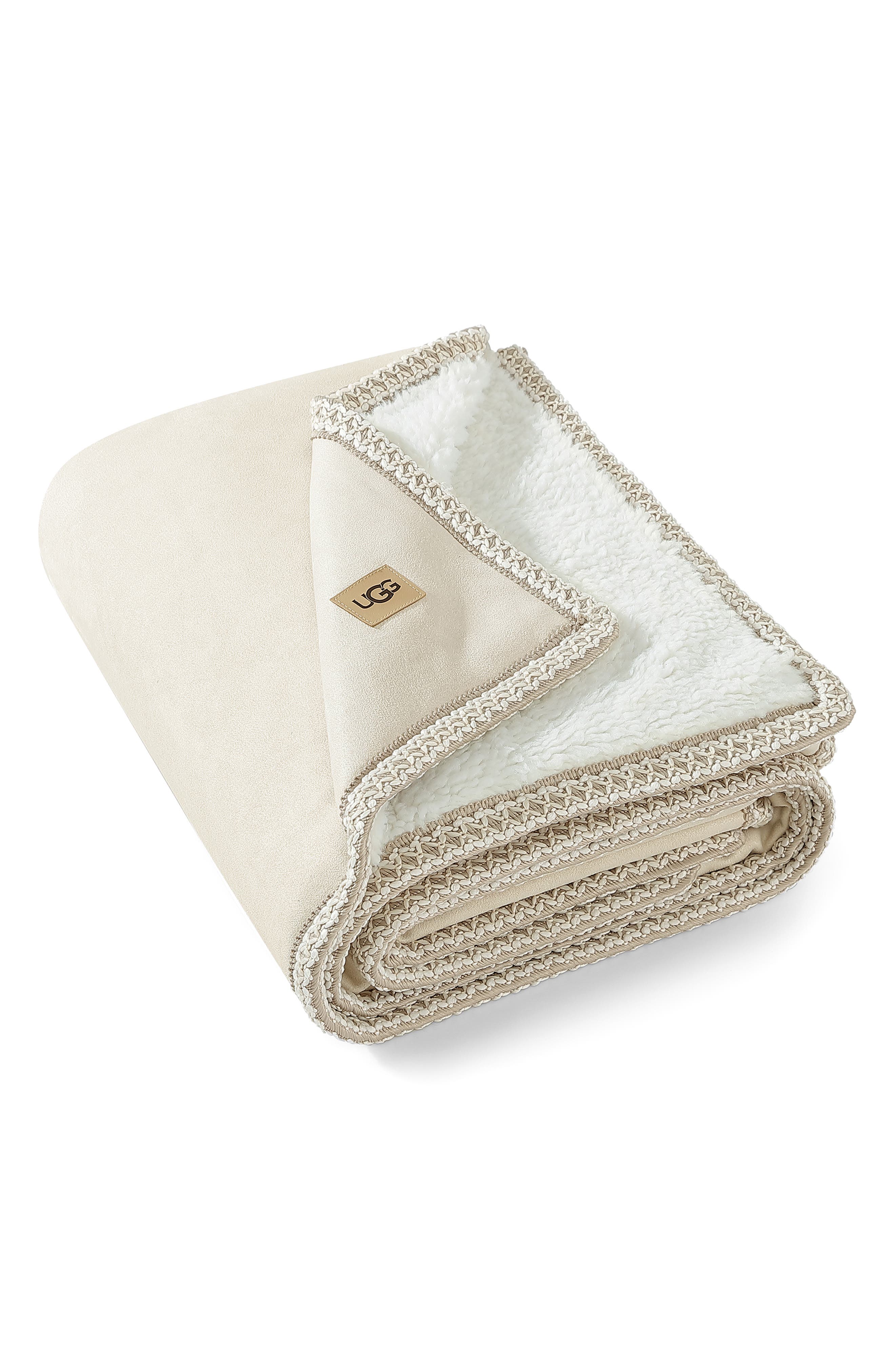 UGG® Kirkwood Braid Trim Throw Blanket - Birch