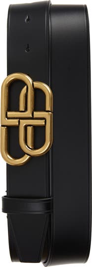 BB Logo Buckle Leather Belt