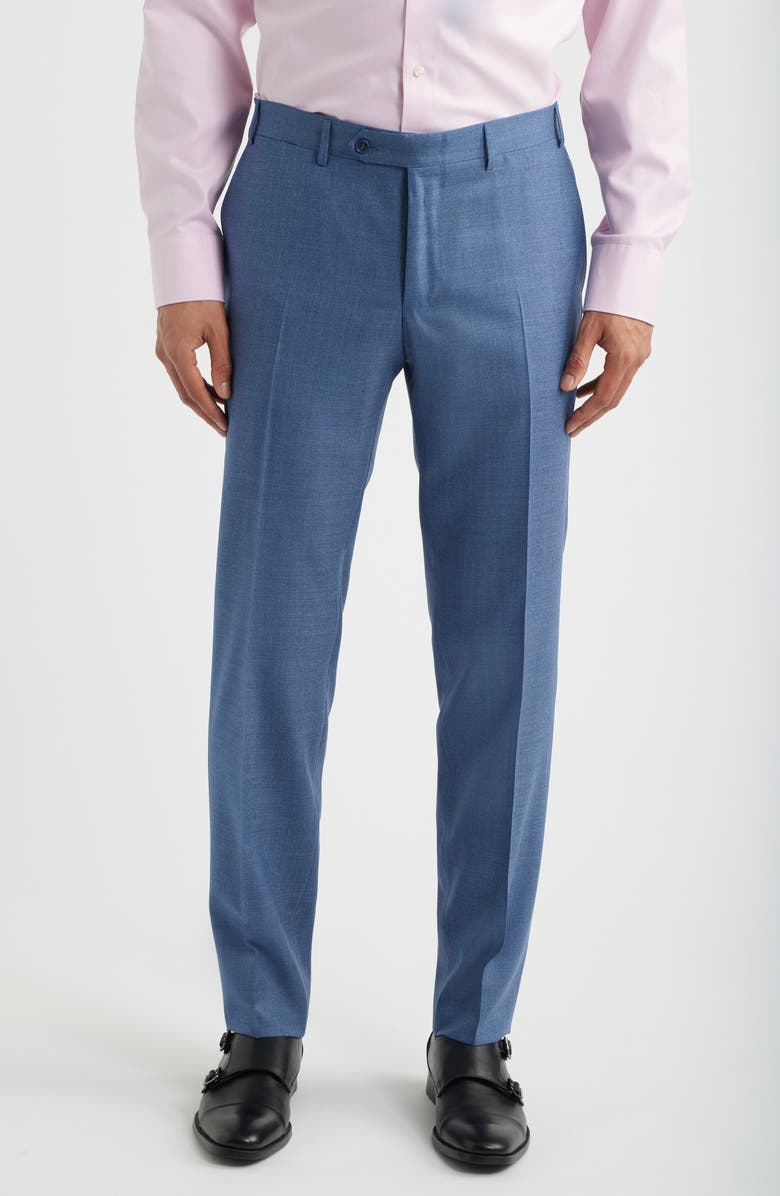 Canali Capri Trim Fit Light Blue Mélange Super 130s Wool Suit, Alternate, color, Light Blue