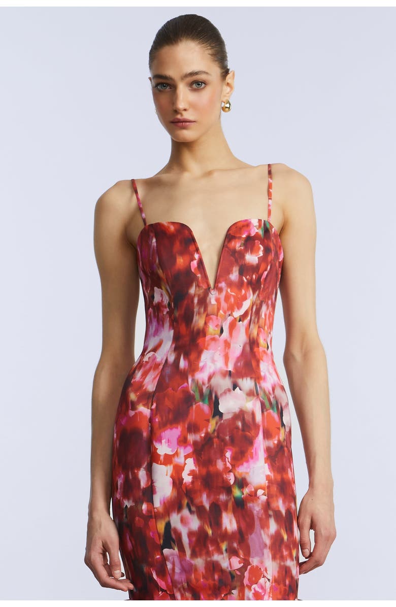 BCBGMAXAZRIA Ruffle Ball Gown, Alternate, color, Washed Rose Chili Pepper Print