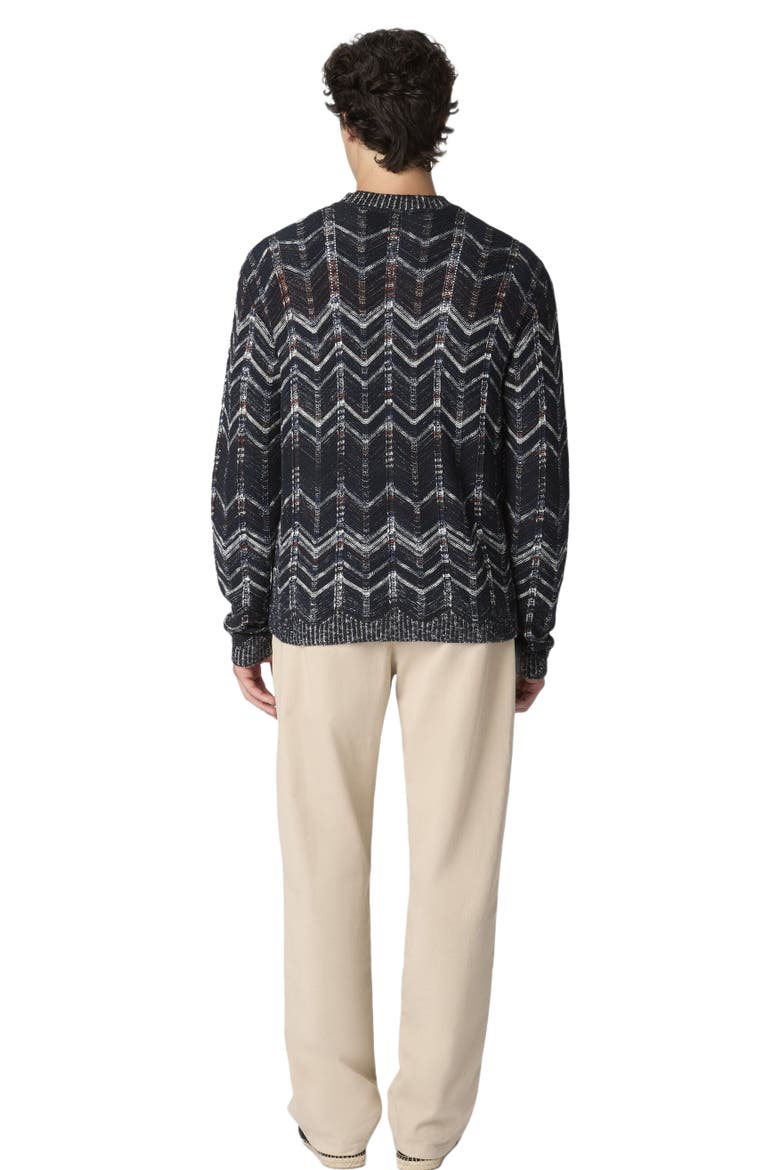 Cotton Chevron Cardigan With Ribbed Trims, Alternate, color, Blue