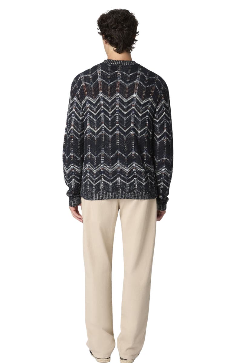 Missoni Cotton Chevron Cardigan With Ribbed Trims, Alternate, color, Blue