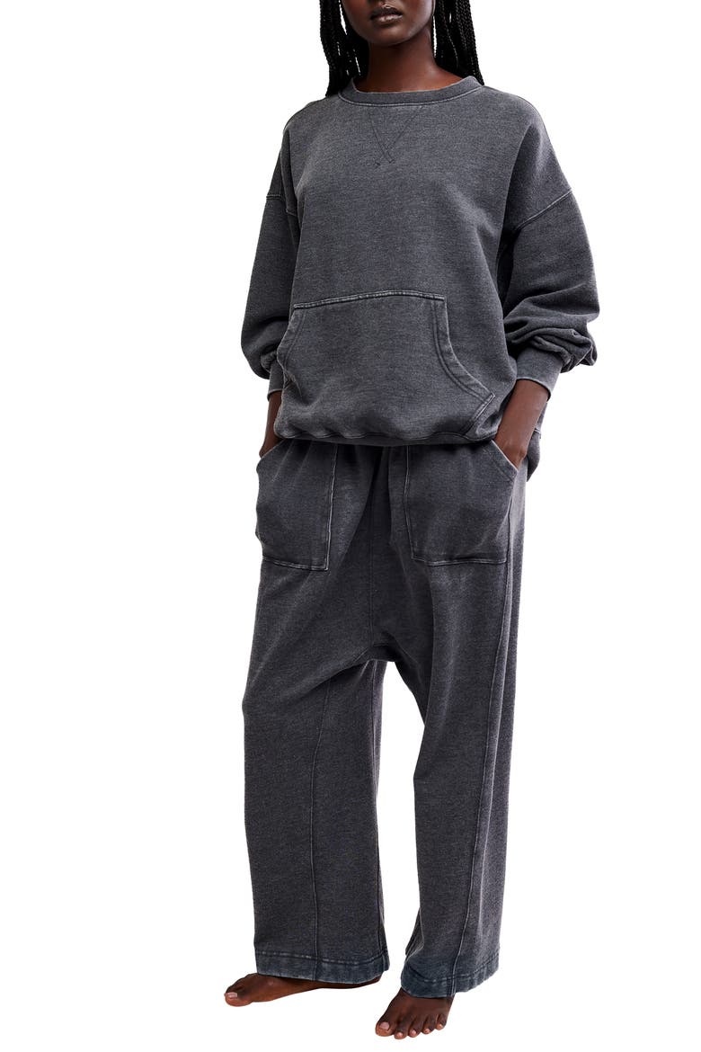 Intimately FP Slow It Down Oversize Cotton Blend Sweatshirt, Alternate, color, BLACK