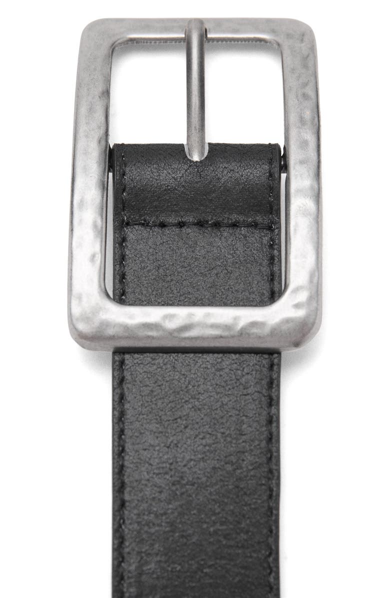 MANGO Square Buckle Textured Belt, Alternate, color, Black