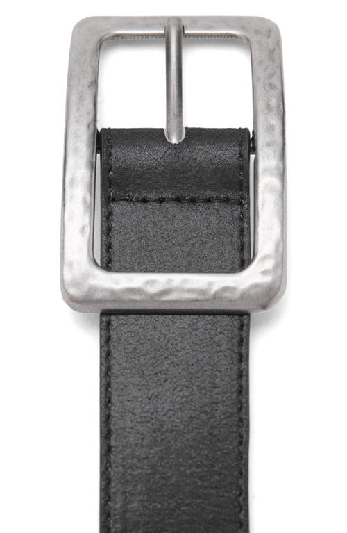 Mango Square Buckle Textured Belt In Black