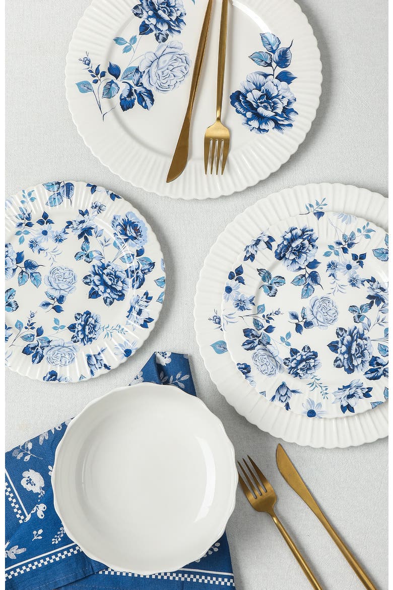 Fiore New Bone China Dinner Plate Set of 4, Alternate, color, Blue