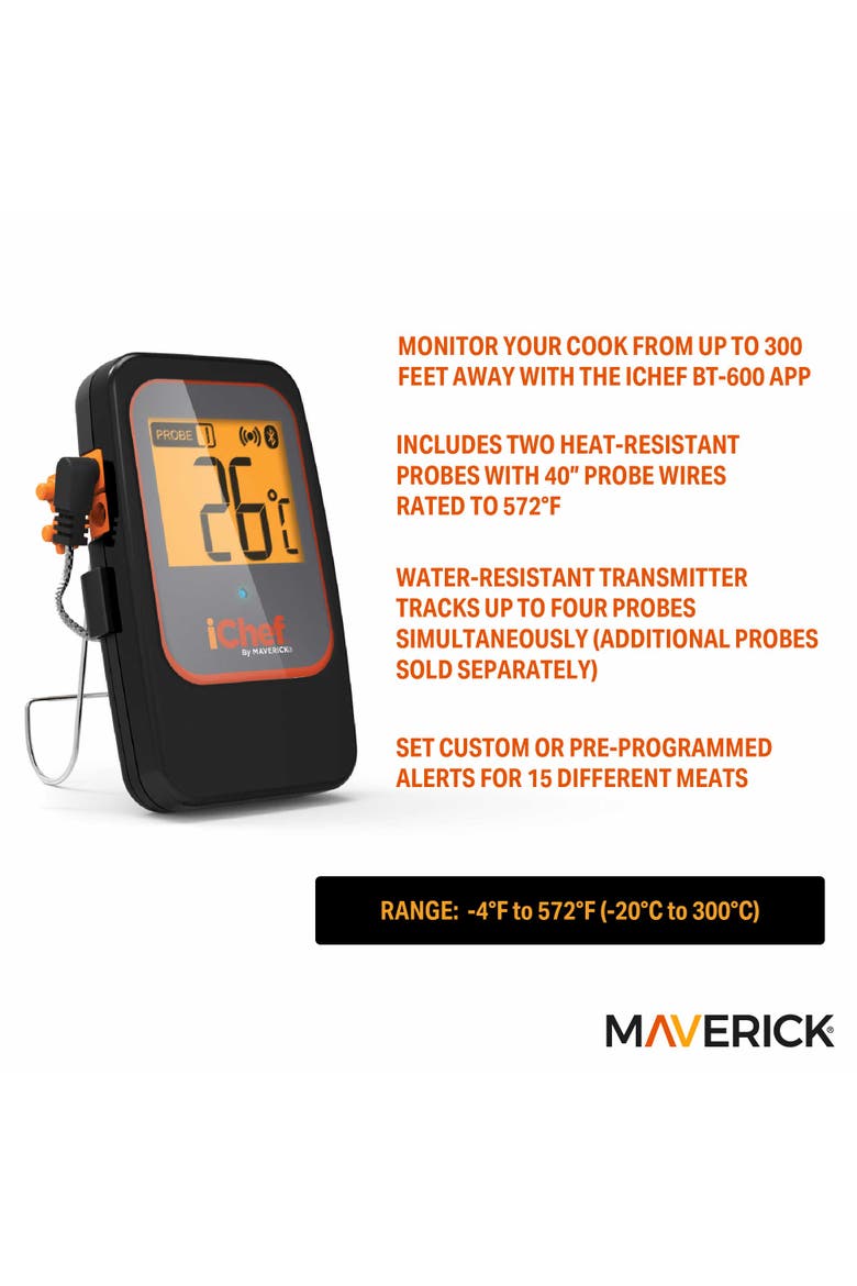 iCHef Extended Range Bluetooth Barbeque Thermometer, Alternate, color, Black