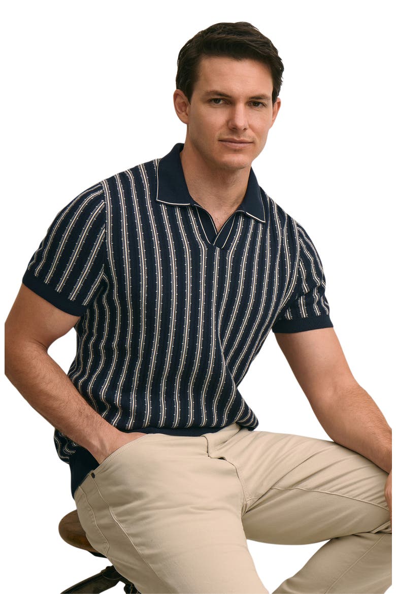 Vertical Mini Stripe Johny Collar Polo, Alternate, color, VERTICAL STRIPE NAVY