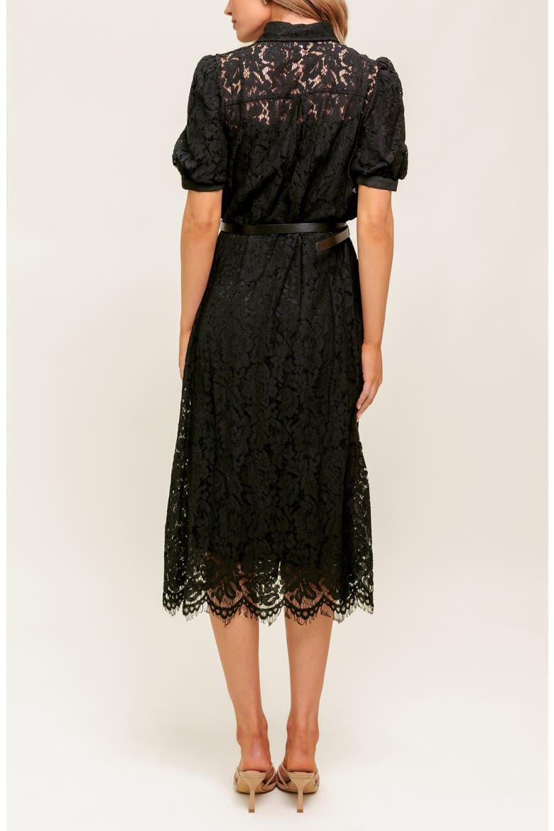 Lace Midi Dress, Alternate, color, BLACK