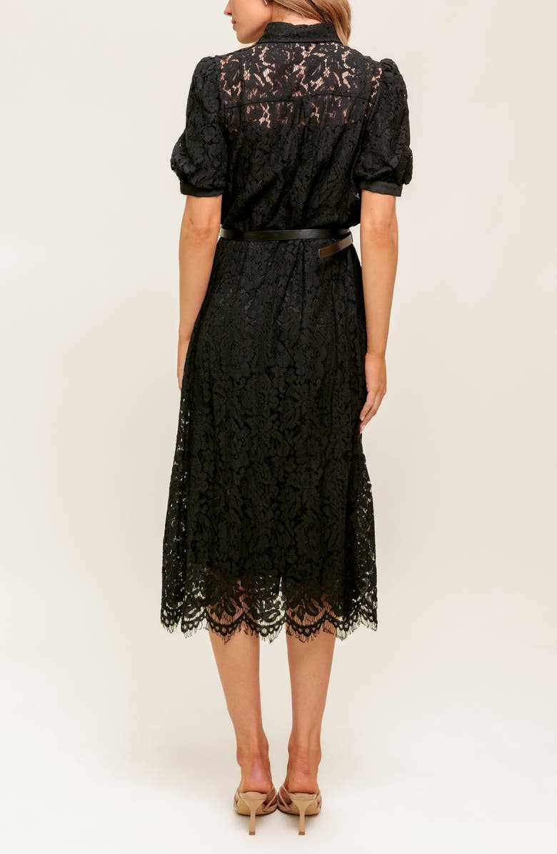 FLYING TOMATO Lace Midi Dress, Alternate, color, Black