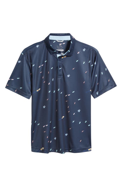Swannies Macintyre Yacht Print Performance Golf Polo In Blue