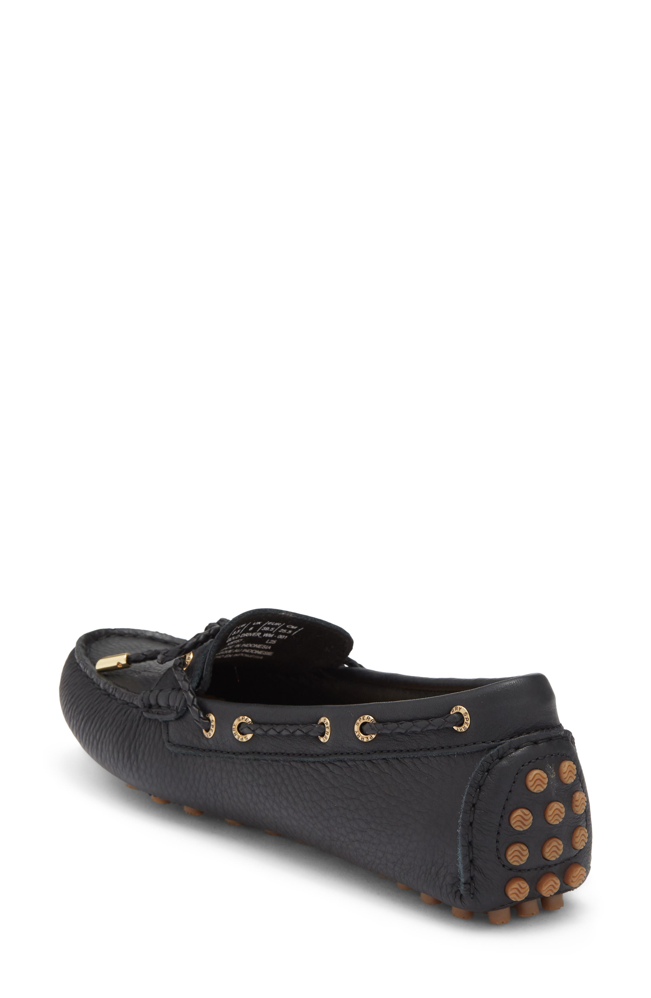 Gold Driver Leather Loafer, Alternate, color, BLACK