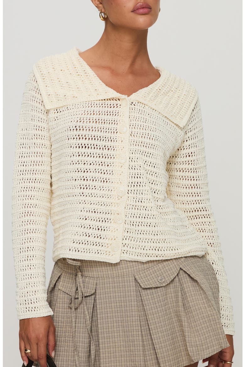 Tuscon Crocheted Cardigan, Main, color, WHITE