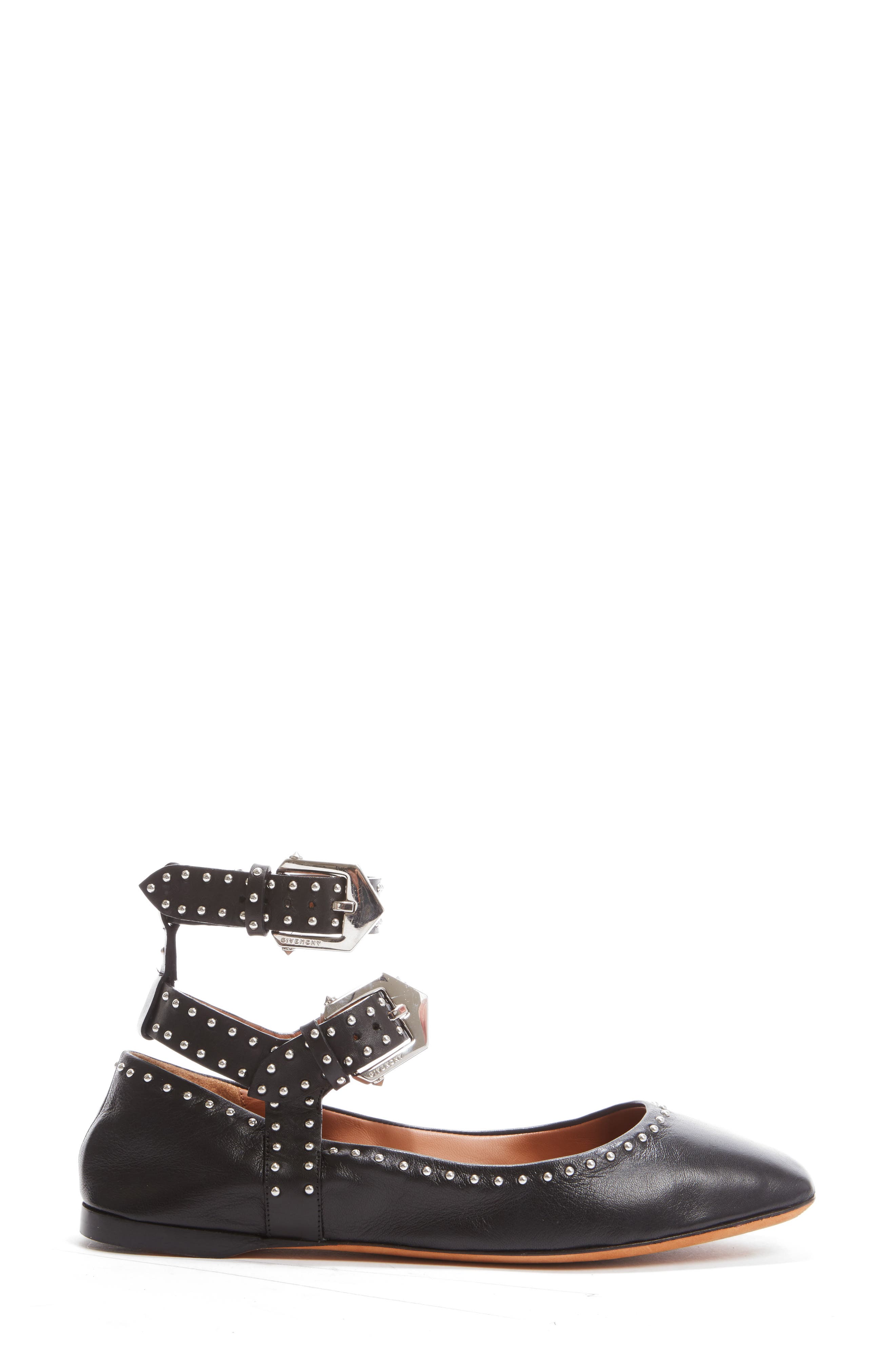 Givenchy Studded Ankle Strap Flat, Alternate, color, 