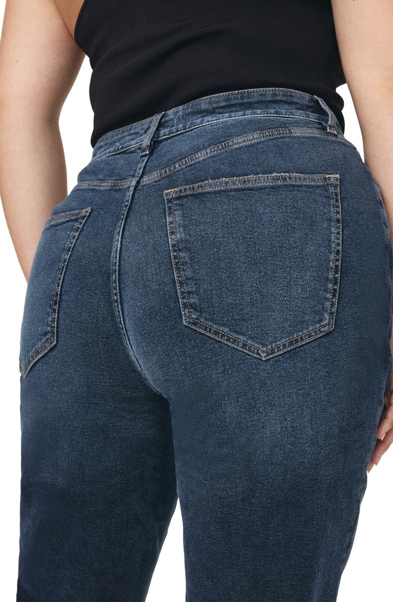 WARP+WEFT RFD Raw Hem High Waist Straight Leg Jeans, Alternate, color, Deep Waters