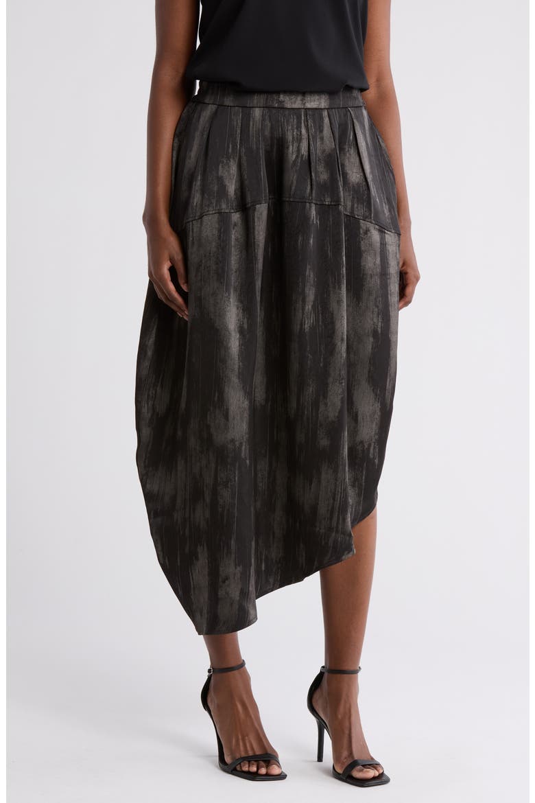 Asymmetric Hem Midi Skirt, Main, color, BLACK