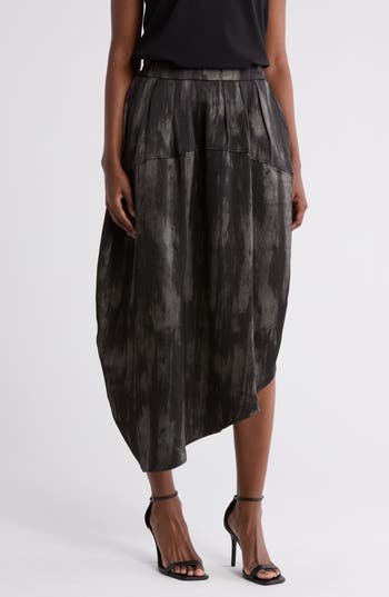 Patrizia Luca Asymmetric Hem Midi Skirt In Black
