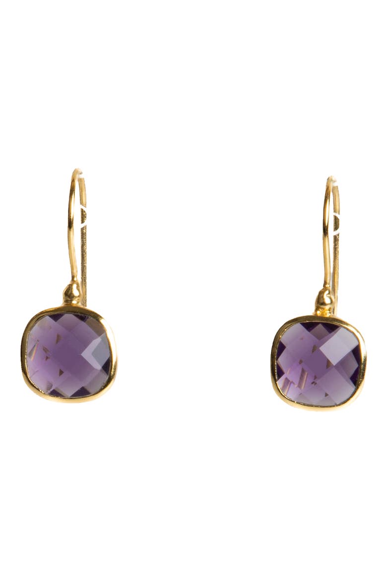 Cushion Stone Drop Earrings, Alternate, color, PURPLE