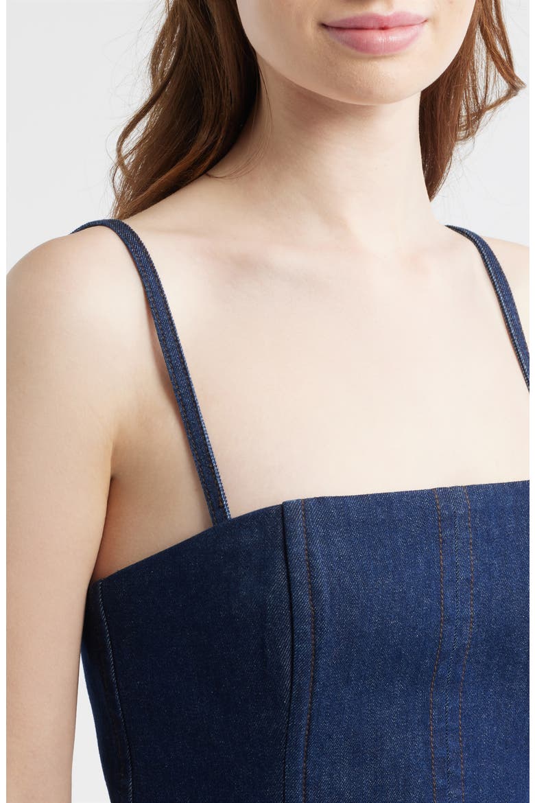 Isabella Denim Peplum Top, Alternate, color, MIDNIGHT RINSE