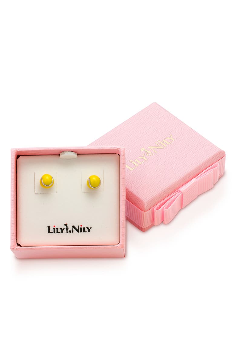 Lily Nily Kids' 3D Tennis Ball Stud Earrings, Alternate, color, Silver