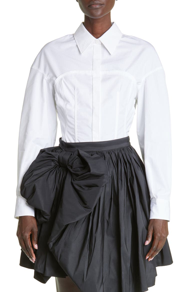 Bustier Stitch Cotton Poplin Top, Main, color, OPTICAL WHITE