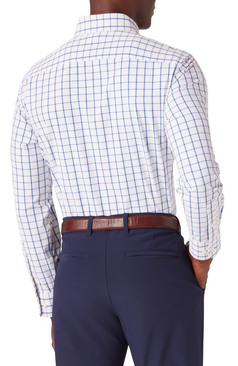 Mizzen+Main Leeward Trim Fit Windowpane Performance Button-Up Shirt, Alternate, color, White Navy Windowpane
