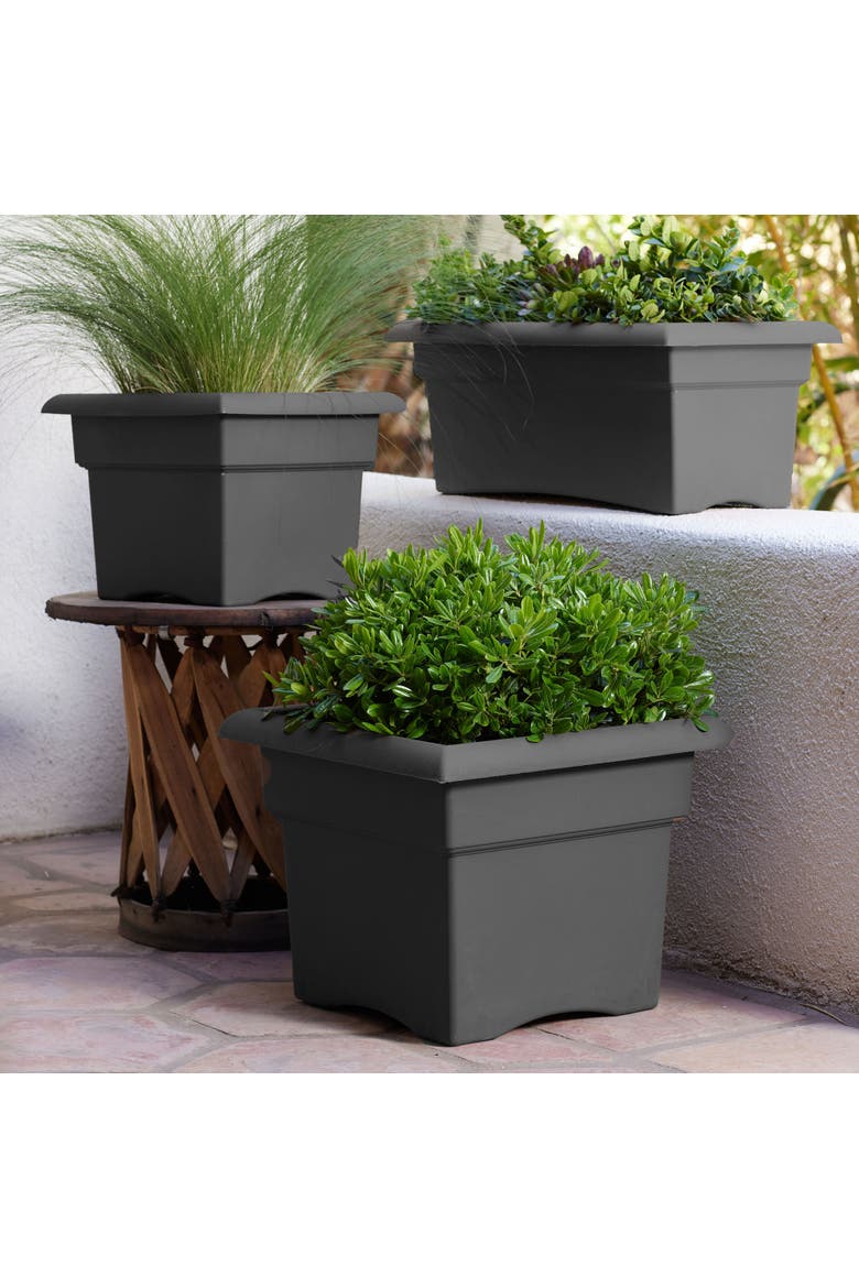 Veranda Square Deck Box Planter 18",Charcoal, Matte Finish, 9 Gal Capacity, Alternate, color, Gray